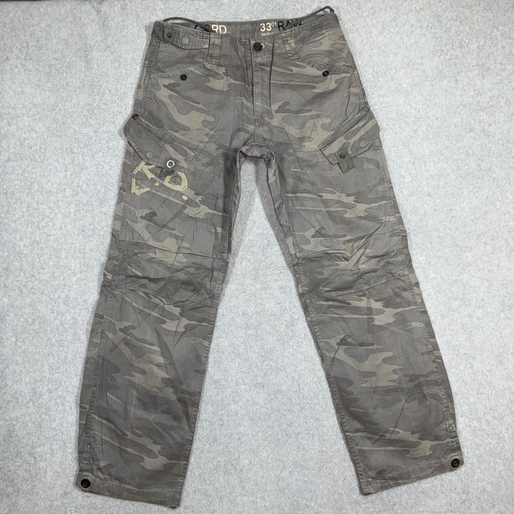 G-Star Raw Elwood Prisoner Camo Cargo Pants Grey Mens 32x32 3301 Raw - Picture 2 of 14